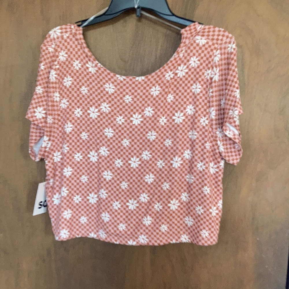 SO reversible twist tee crop top check daisy print floral boho XXL jrs - Picture 16 of 17